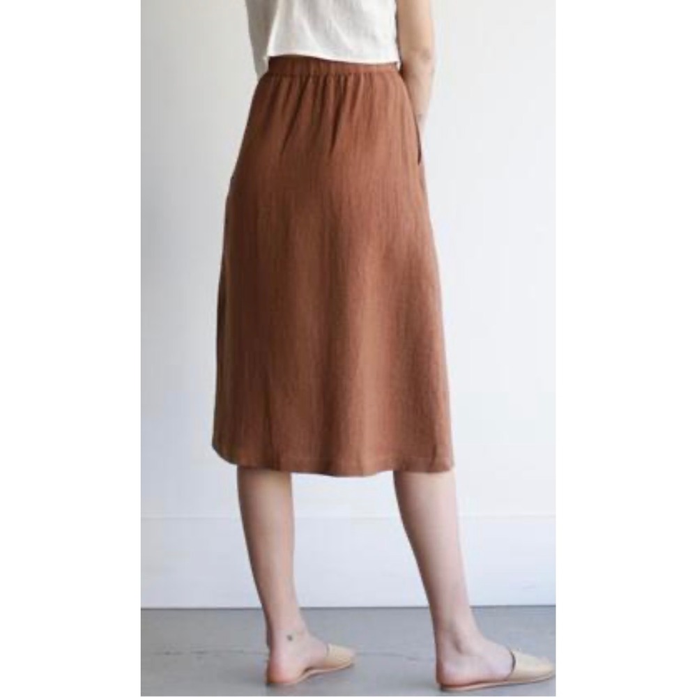 First Rite Rust Brown Textured Pleated Midi Skirt Pockets High Waist S
Linen‎ - Picture 3 of 11
